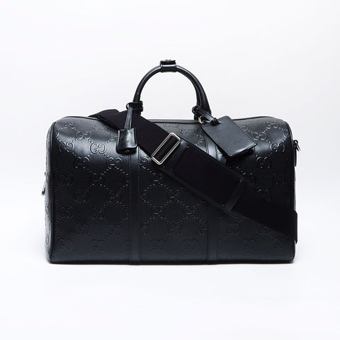 GUCCI GG embossed leather 2way Boston bag black WS14050