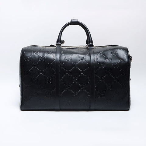 GUCCI GG embossed leather 2way Boston bag black WS14050