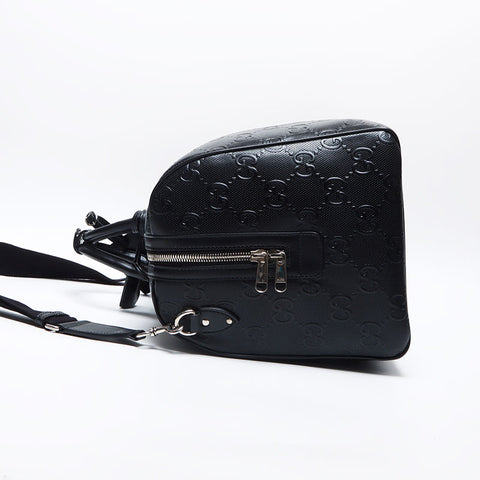 GUCCI GG embossed leather 2way Boston bag black WS14050
