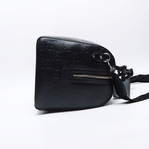 GUCCI GG embossed leather 2way Boston bag black WS14050