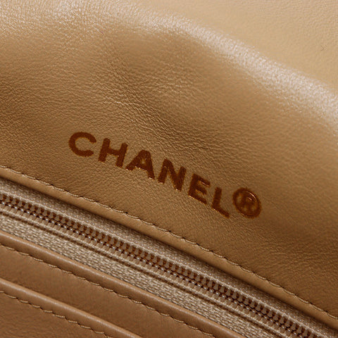 シャネル CHANEL 1985-1993年 1番台 ラムスキン ダイアナ マテラッセ チェーン ショルダーバッグ ベージュ WS14052