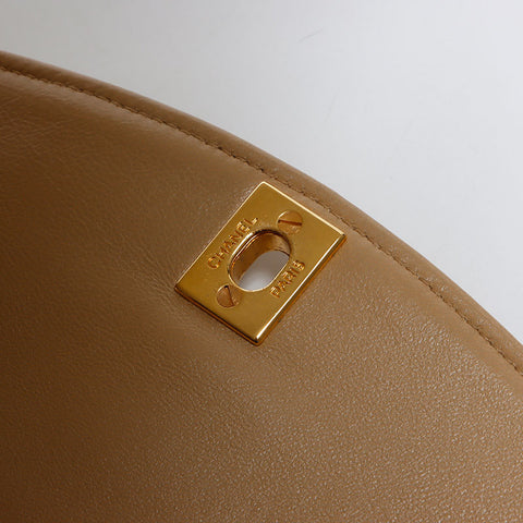 シャネル CHANEL 1985-1993年 1番台 ラムスキン ダイアナ マテラッセ チェーン ショルダーバッグ ベージュ WS14052