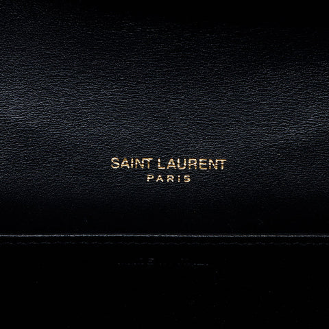 イヴ・サンローラン YVES SAINT LAURENT YSL ロゴ 型押しレザー チェーン ショルダーバッグ ブラック WS14056