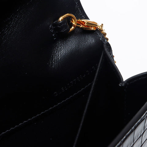 イヴ・サンローラン YVES SAINT LAURENT YSL ロゴ 型押しレザー チェーン ショルダーバッグ ブラック WS14056