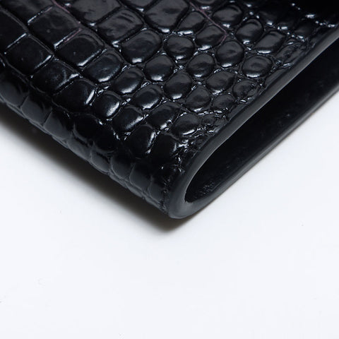 イヴ・サンローラン YVES SAINT LAURENT YSL ロゴ 型押しレザー チェーン ショルダーバッグ ブラック WS14056