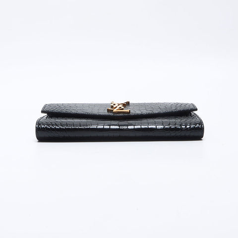 イヴ・サンローラン YVES SAINT LAURENT YSL ロゴ 型押しレザー チェーン ショルダーバッグ ブラック WS14056