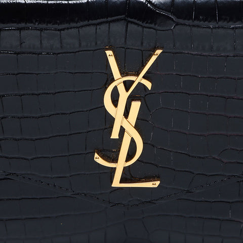 イヴ・サンローラン YVES SAINT LAURENT YSL ロゴ 型押しレザー チェーン ショルダーバッグ ブラック WS14056