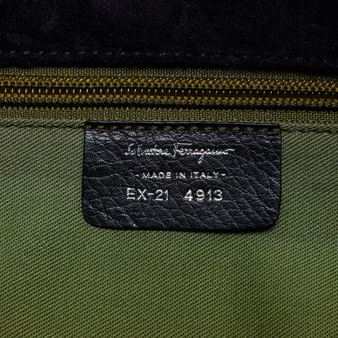 Salvatore Ferragamo Cotton Gancini Handbag black WS14060