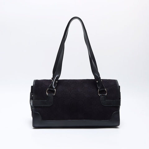 Salvatore Ferragamo Cotton Gancini Handbag black WS14060