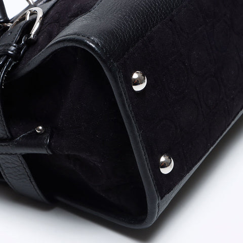 Salvatore Ferragamo Cotton Gancini Handbag black WS14060