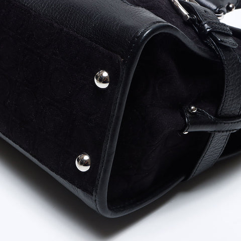 Salvatore Ferragamo Cotton Gancini Handbag black WS14060