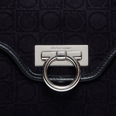 Salvatore Ferragamo Cotton Gancini Handbag black WS14060