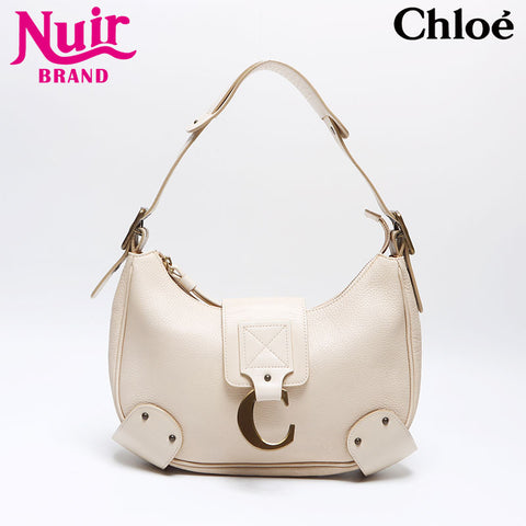 Chloe Half moon leather Shoulder Bag beige WS14062