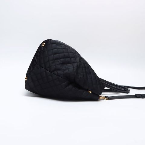 PRADA Quilted Tote Bag 2WAY Nylon Shoulder Bag black WS14070