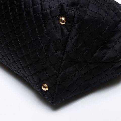 PRADA Quilted Tote Bag 2WAY Nylon Shoulder Bag black WS14070