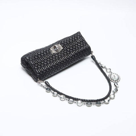 Miu Miu Rhinestone Crystal Handbag Shoulder Bag black WS14077