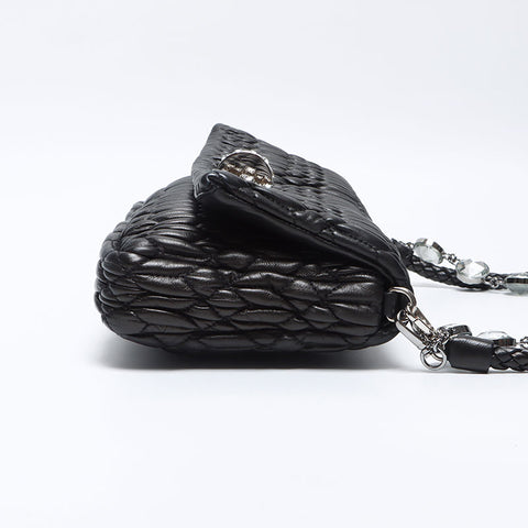 Miu Miu Rhinestone Crystal Handbag Shoulder Bag black WS14077