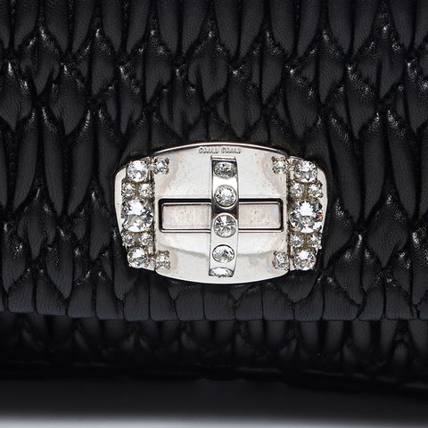 Miu Miu Rhinestone Crystal Handbag Shoulder Bag black WS14077