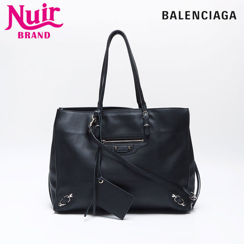 BALENCIAGA Paper Leather Tote Bag black WS14078
