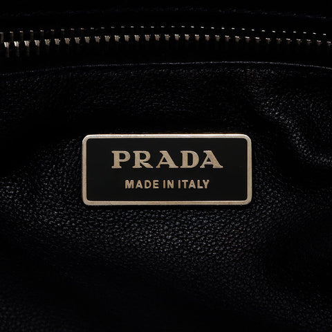 PRADA Triangle logo one belt soft leather Shoulder Bag black WS14079