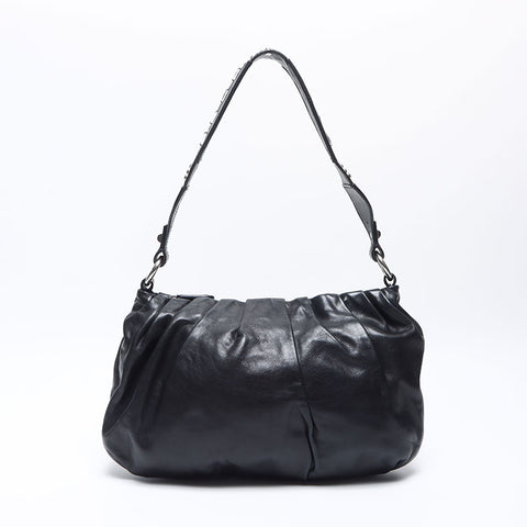 PRADA Triangle logo one belt soft leather Shoulder Bag black WS14079