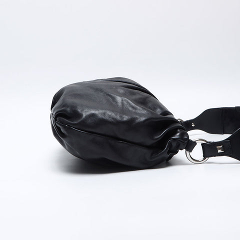PRADA Triangle logo one belt soft leather Shoulder Bag black WS14079