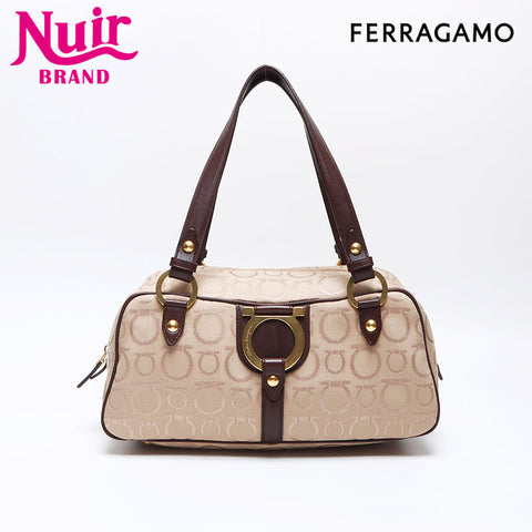 Salvatore Ferragamo Gancini canvas Shoulder Bag beige WS14080