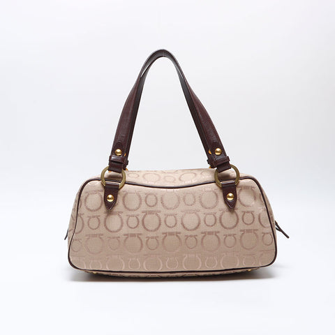 Salvatore Ferragamo Gancini canvas Shoulder Bag beige WS14080