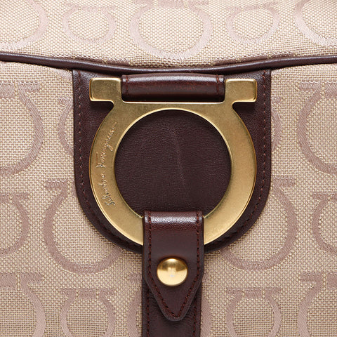 Salvatore Ferragamo Gancini canvas Shoulder Bag beige WS14080