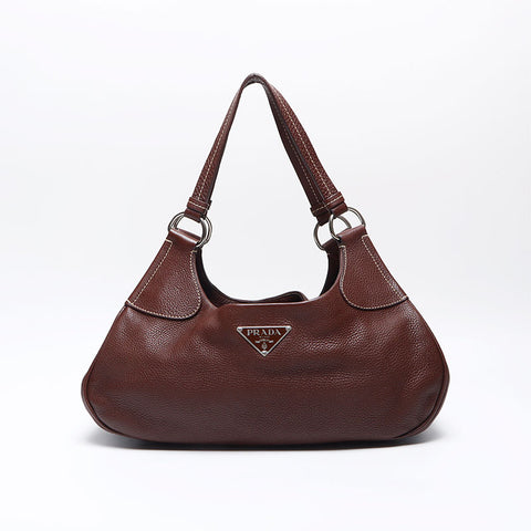 PRADA Vitero Dyno One Belt Shoulder Bag Brown WS14083