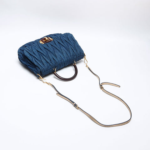 Miu Miu Denim Matelasse 2way Sac à bandoulière Marine WS14084