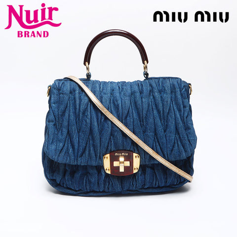 Miu Miu Denim Matelasse 2way Shoulder Bag Navy WS14084