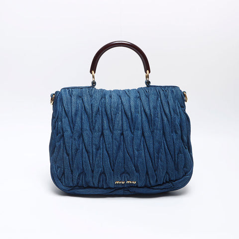 Miu Miu Denim Matelasse 2way Shoulder Bag Navy WS14084