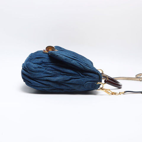 Miu Miu Denim Matelasse 2way Sac à bandoulière Marine WS14084