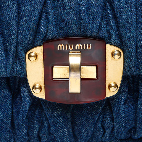 Miu Miu Denim Matelasse 2way Sac à bandoulière Marine WS14084