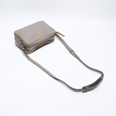 プラダ PRADA レザー ロゴ ショルダーバッグ グレー WS14087