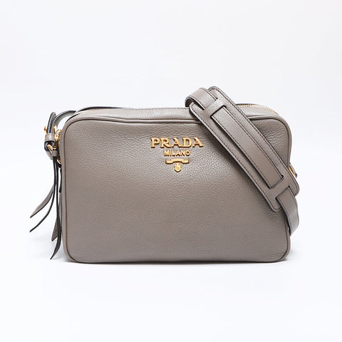 プラダ PRADA レザー ロゴ ショルダーバッグ グレー WS14087