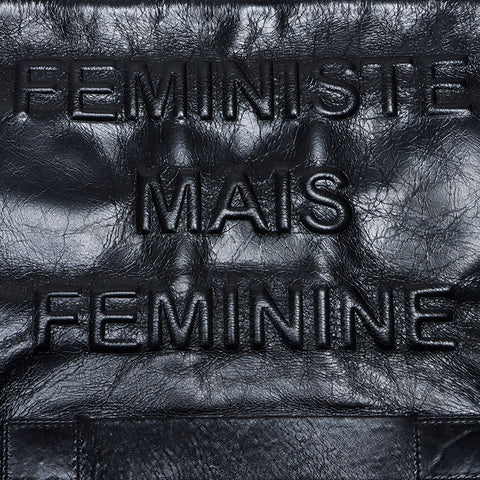 シャネル CHANEL 21番台 2015-2016 レザー FEMINISTE MAIS FEMINISTE クラッチバッグ ブラック WS14088