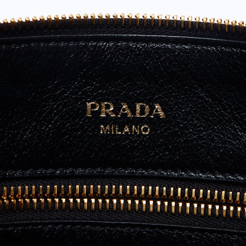 PRADA Logo embossed leather 2way Shoulder Bag black WS14090