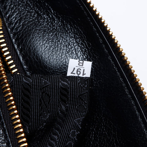 PRADA Logo embossed leather 2way Shoulder Bag black WS14090