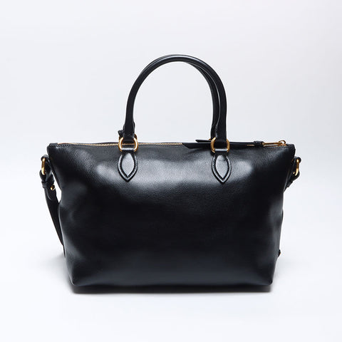 PRADA Logo embossed leather 2way Shoulder Bag black WS14090