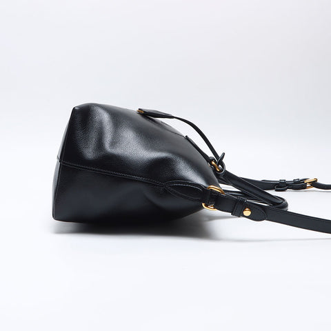 PRADA Logo embossed leather 2way Shoulder Bag black WS14090