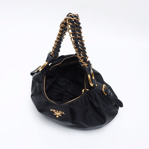 PRADA Nylon Logo Chain Shoulder Bag black WS14091