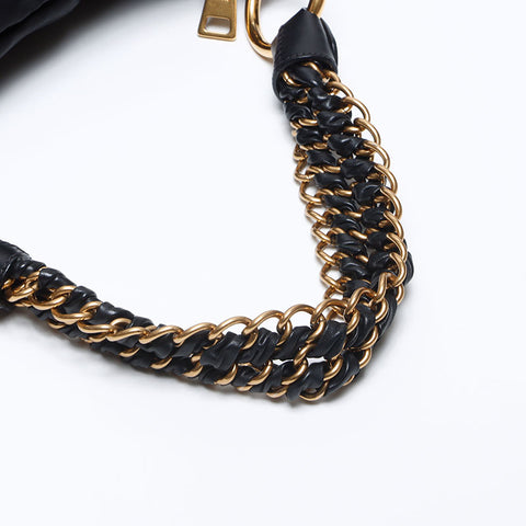 PRADA Nylon Logo Chain Shoulder Bag black WS14091