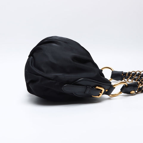 PRADA Nylon Logo Chain Shoulder Bag black WS14091