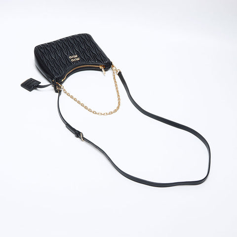 Miu Miu Logo Matelasse Shoulder Bag black WS14094