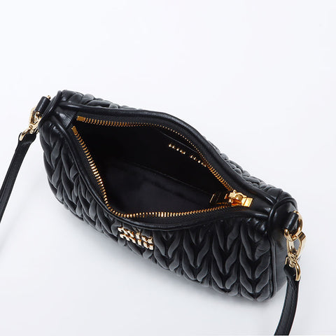 Miu Miu Logo Matelasse Shoulder Bag black WS14094