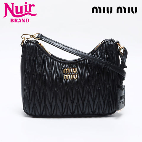 Miu Miu Logo Matelasse Shoulder Bag black WS14094