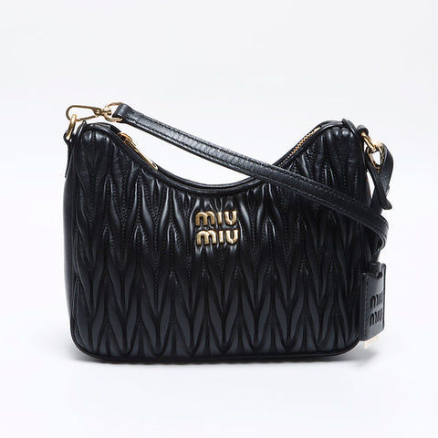 Miu Miu Logo Matelasse Shoulder Bag black WS14094