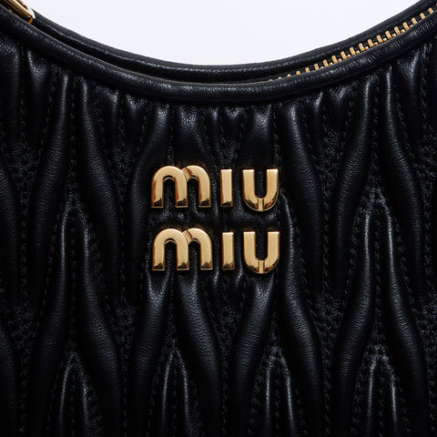Miu Miu Logo Matelasse Shoulder Bag black WS14094